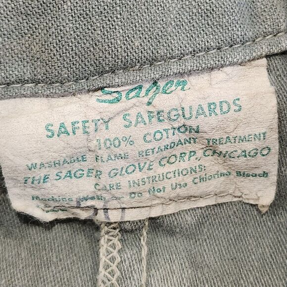VTG 60s Sager Safety Safeguards Glove Corp Mens 50 Snap Up Cotton Work Shirt - Picture 3 of 16